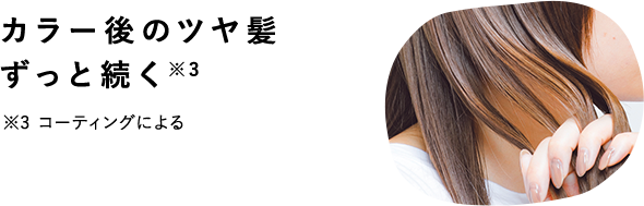 カラー後のツヤ髪ずっと続く※3 ※3 コーティングによる