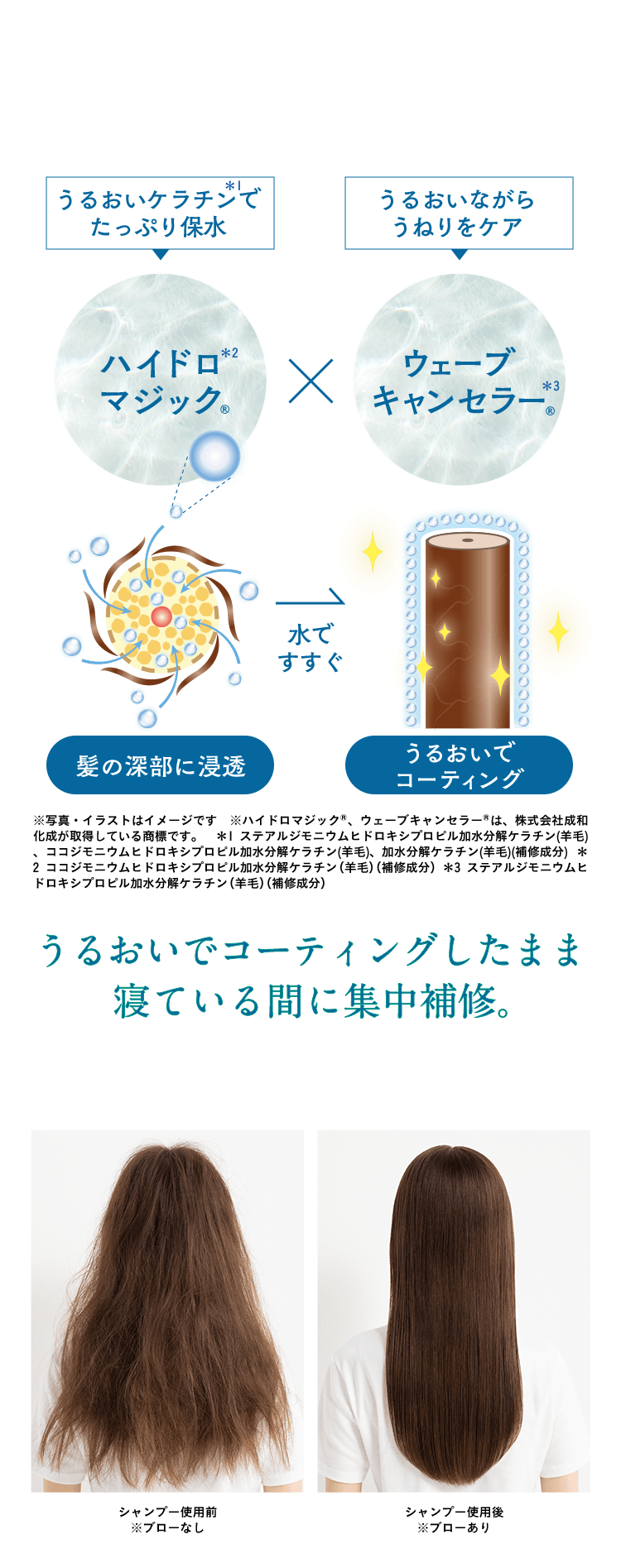 うるおいでコーティングしたまま寝ている間に集中補修。