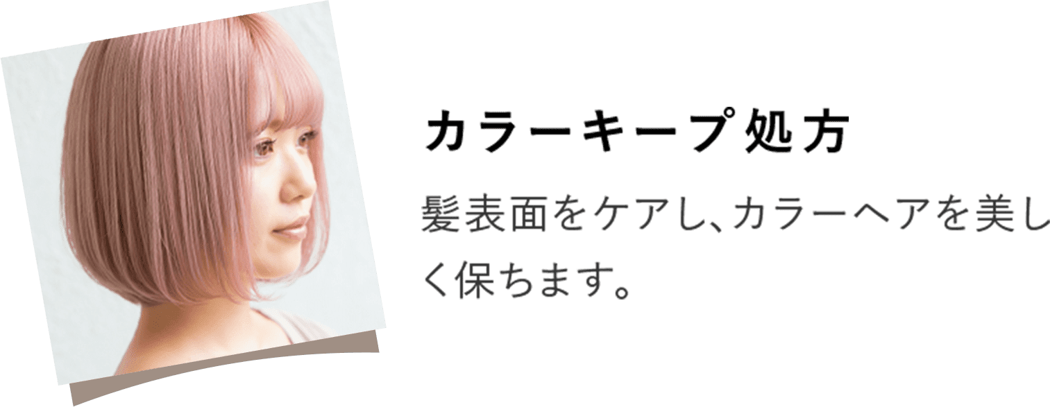 カラーキープ処方 髪表面をケアし、カラーヘアを美しく保ちます。