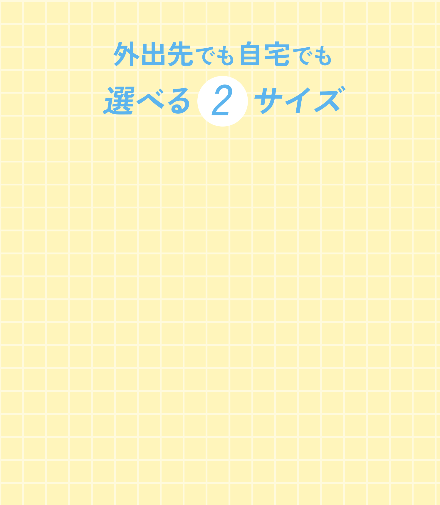 外出先でも自宅でも選べる2サイズ